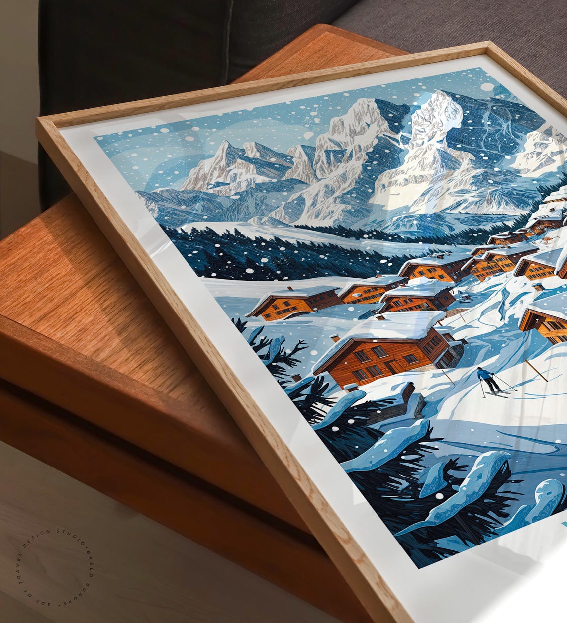 Verbier Switzerland Travel Poster Verbier Switzerland Wall Art Switzerland Winter Print Birthday Gifts Wedding Gifts - Image 3