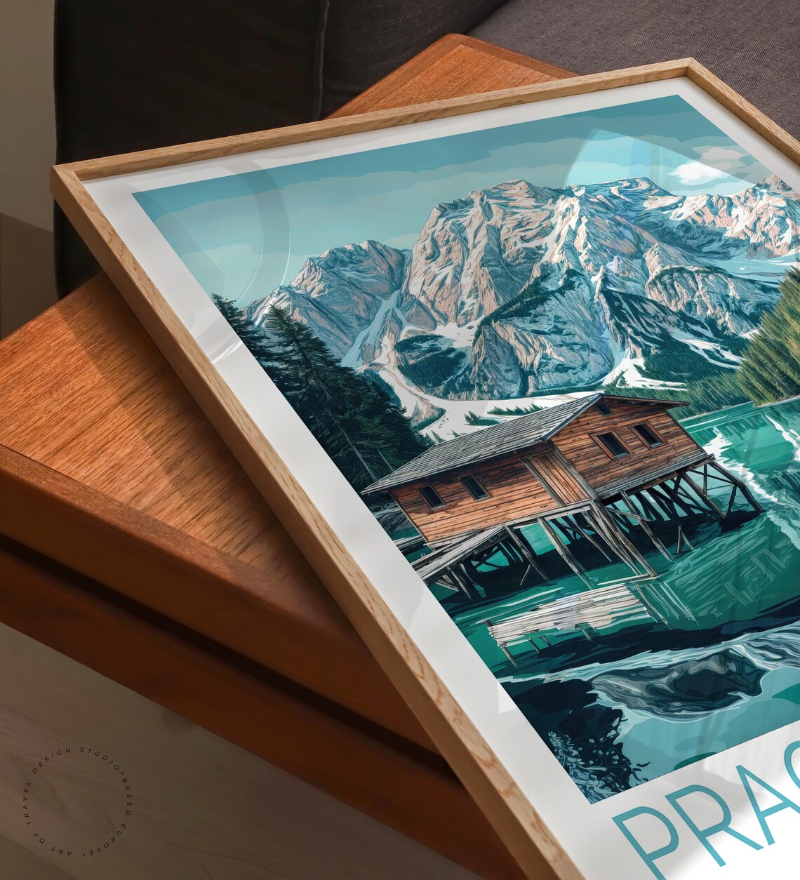 Pragser Wildsee Italy Boathouse Snowy Peak Vintage Travel Poster - Image 6