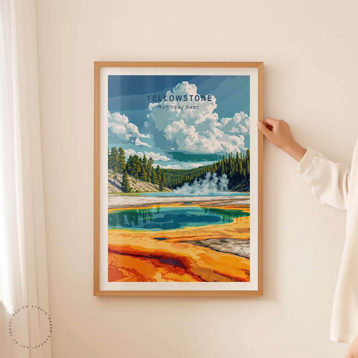 Yellowstone Grand Prismatic Wide Vista Drama Sky Lettering Poster - Image 2