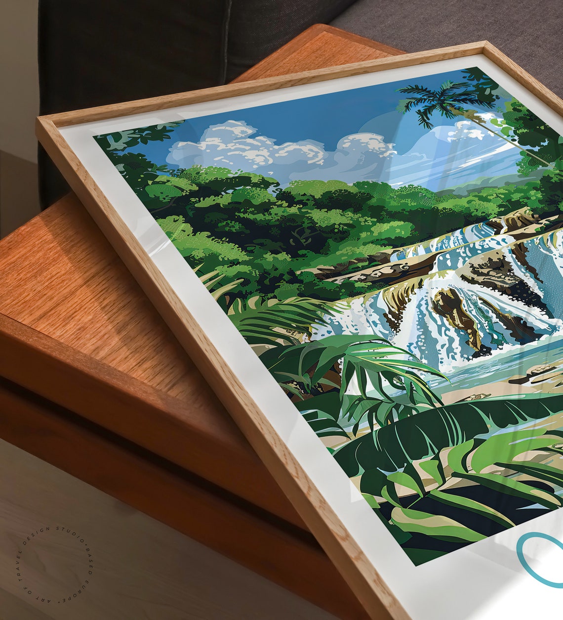 Ocho Rios Jamaica Waterfall In Lush Tropical Forest Scene Poster - Image 3