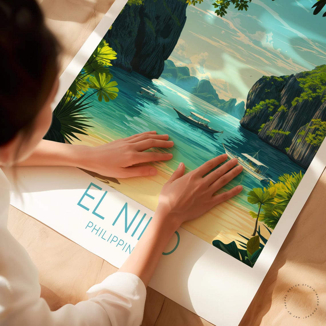 El Nido Philippines Island Boats Limestone Cliffs Travel Poster - Image 3