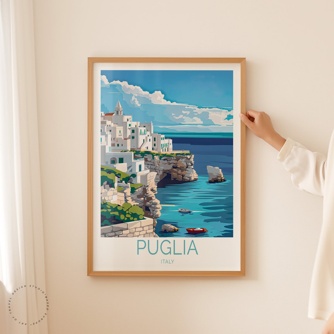 Puglia Italy Travel Poster Italy City Wall Art Puglia Coastal Print Italy Art Gift Personalised Present Honeymoon Gifts - Image 2
