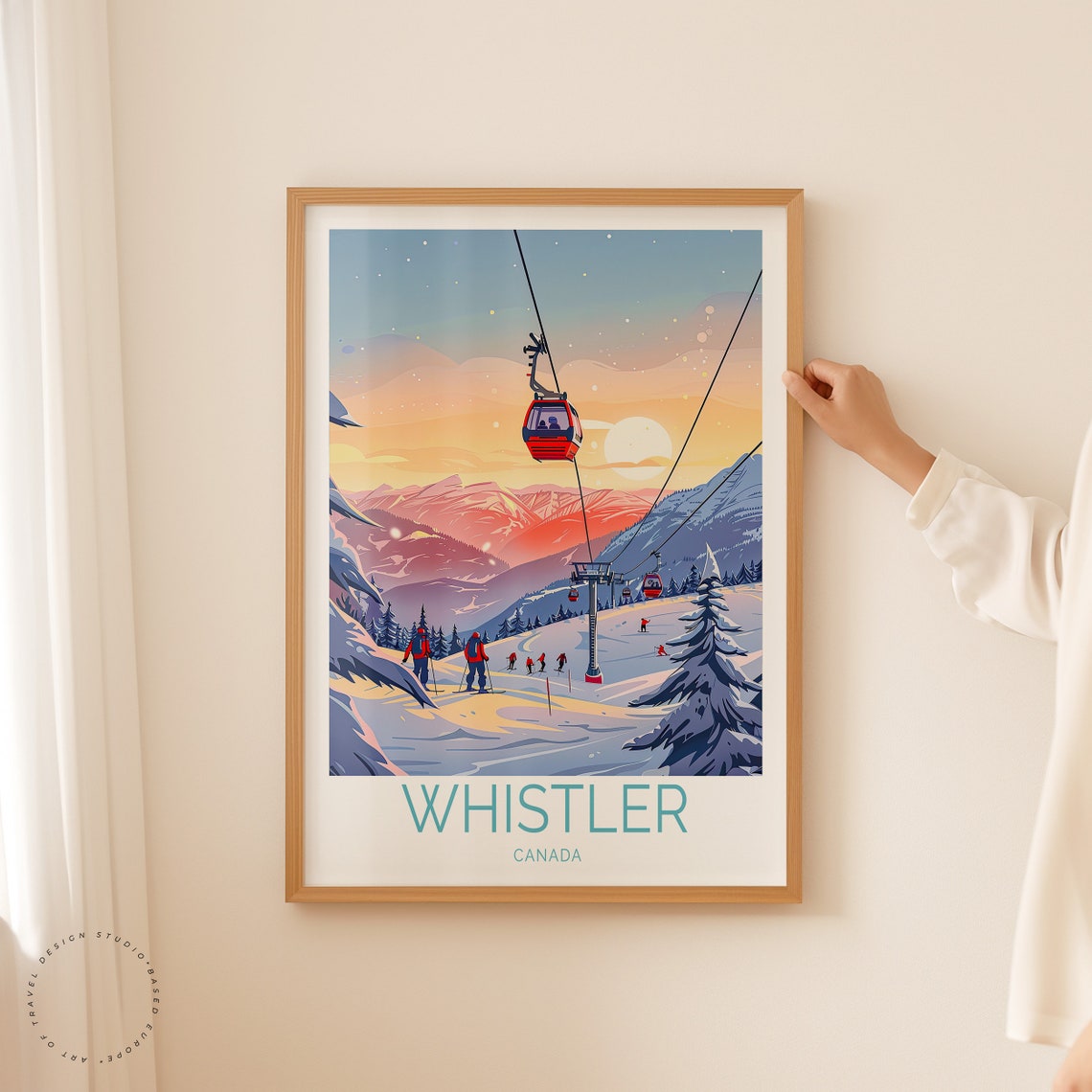 Whistler Canada Ski Gondola Sunset Alpine Slopes Travel Poster - Image 2