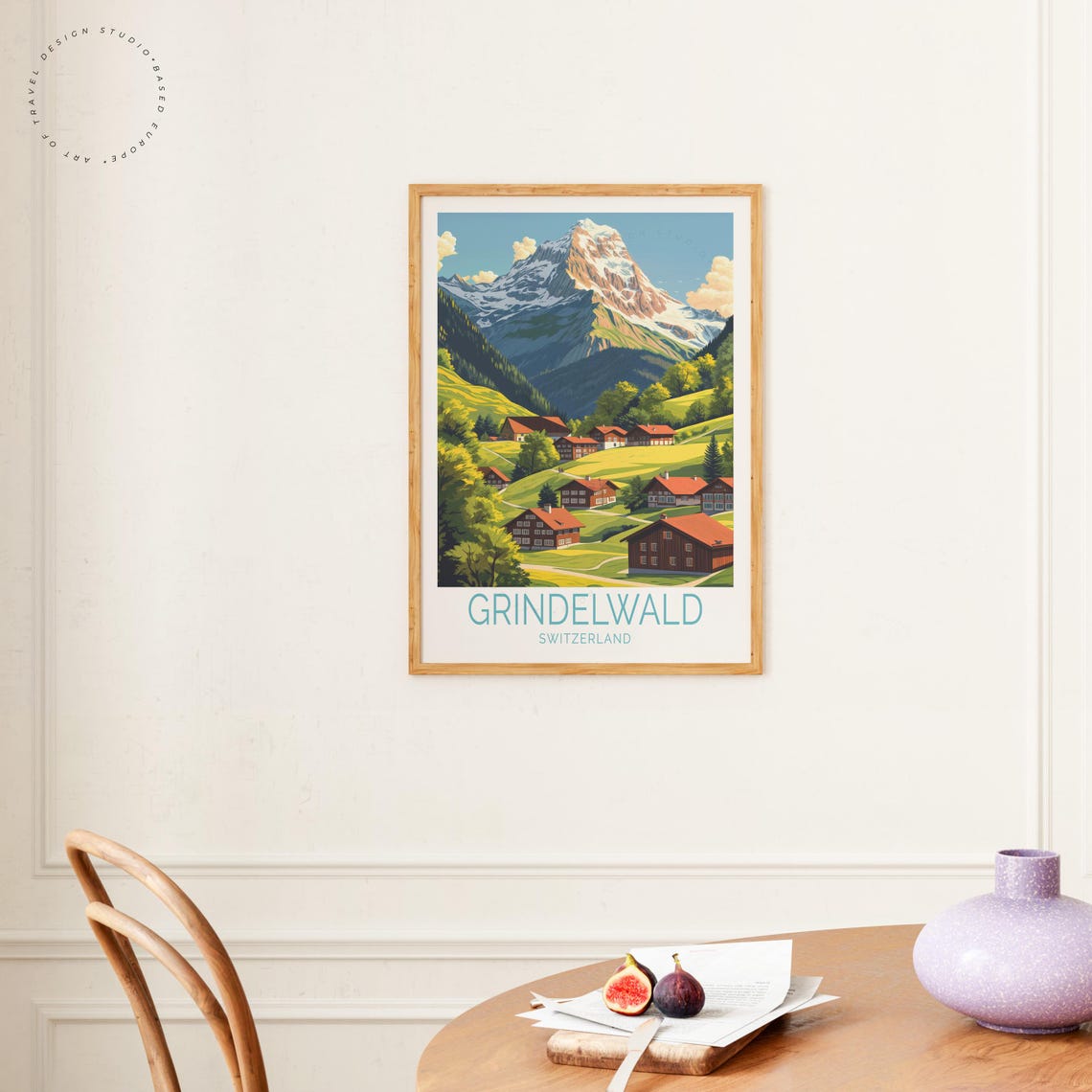 Grindelwald Switzerland Red Roof Chalets Green Meadow Summer Poster - Image 4