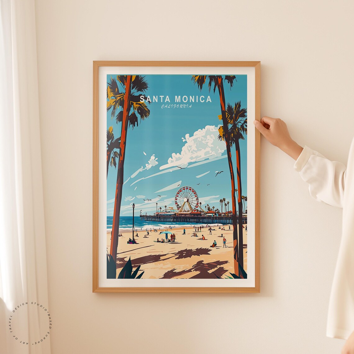 Santa Monica California Travel Poster, Art Print - Image 2
