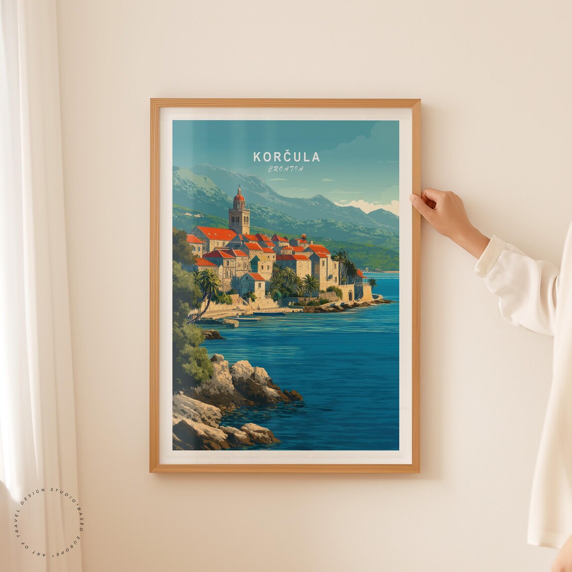 Korcula Croatia Old Town Harbor Adriatic Coast Red Roofs Travel Poster - Image 5