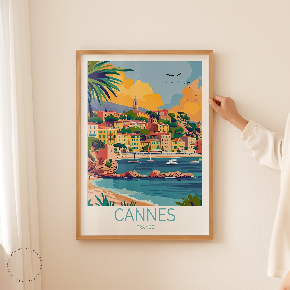 Cannes France Sunset Coastal Town Beach Sailboats Riviera Poster - Image 2