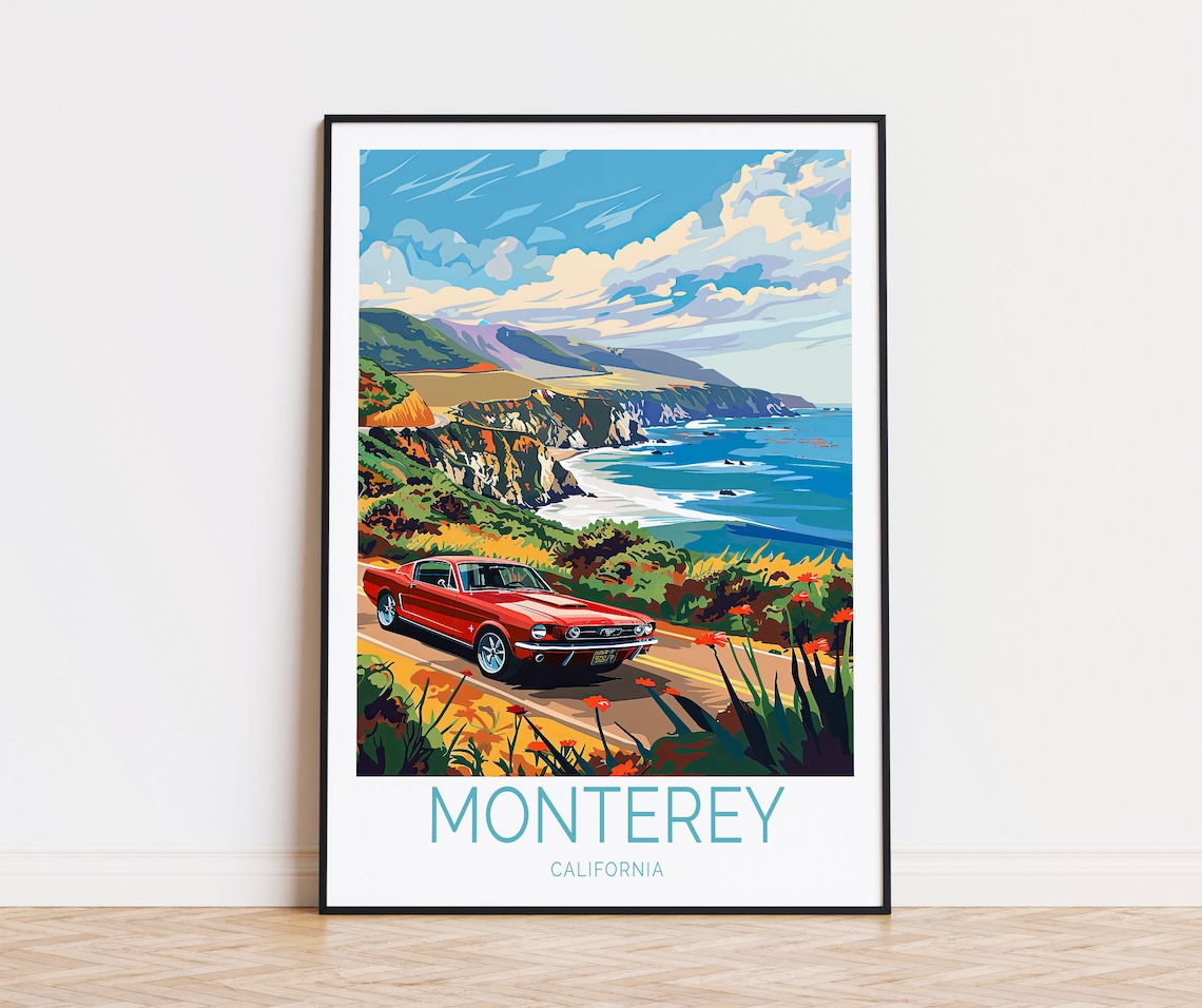 Monterey California Travel Poster, Travel Art Print