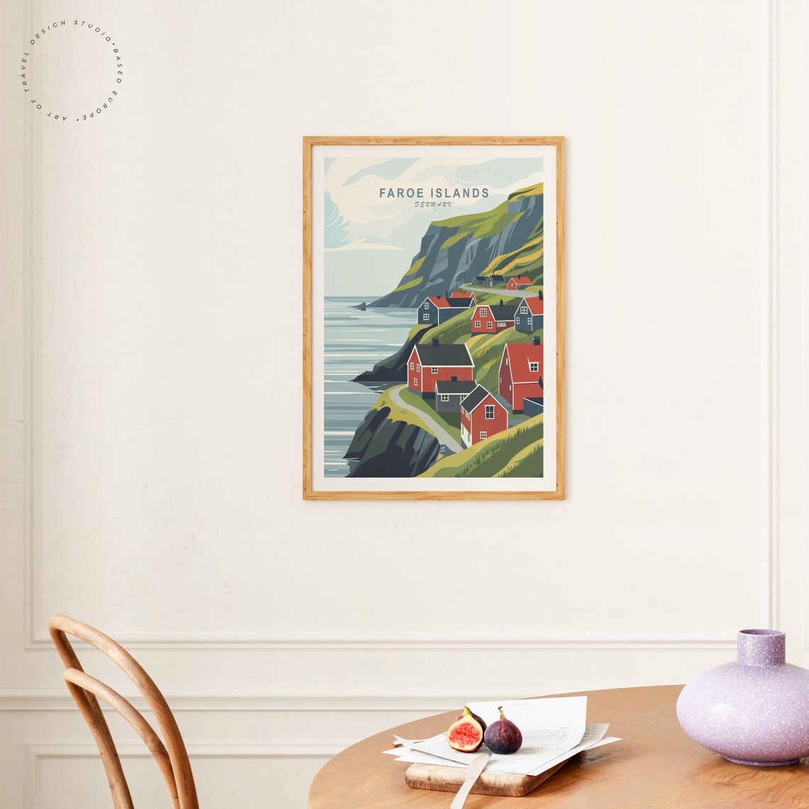 Faroe Islands Denmark Red Cliffside Cottages Vintage Travel Art Poster - Image 4