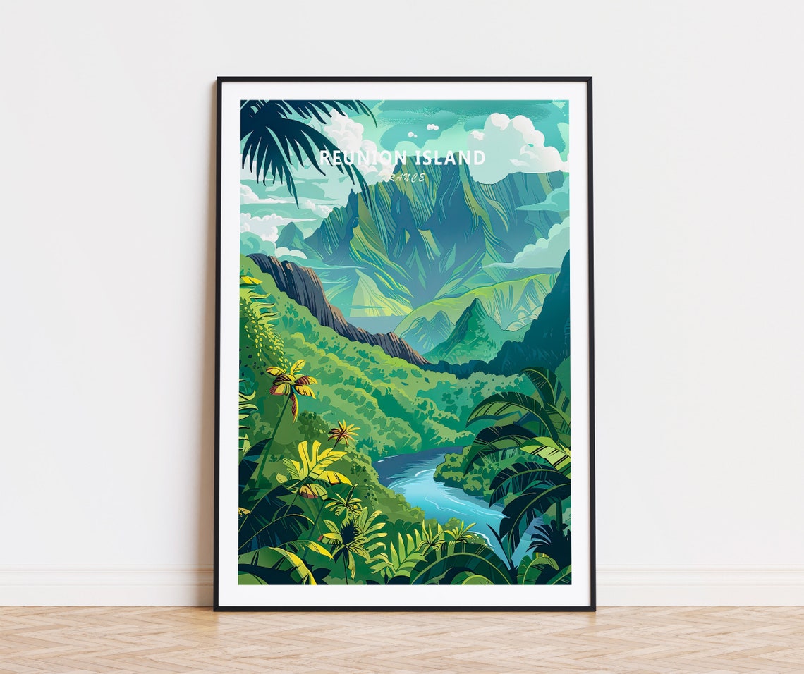 Reunion Island Travel Poster France Travel Wall Art Reunion Island France Poster Travel Home Decor Personalised Gifts