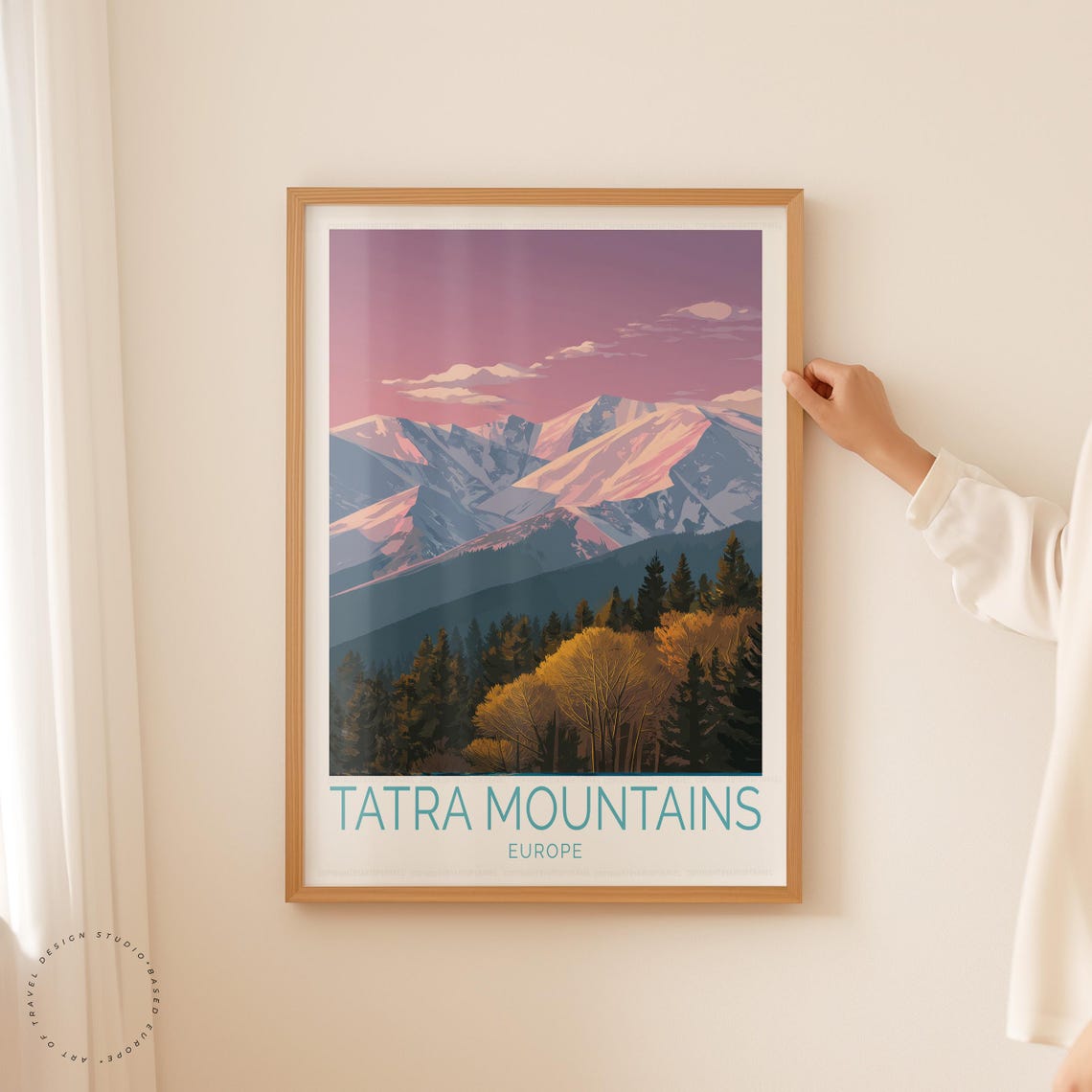 Tatra Mountains Europe Snowy Alpine Peaks Pink Sunset Travel Poster - Image 5