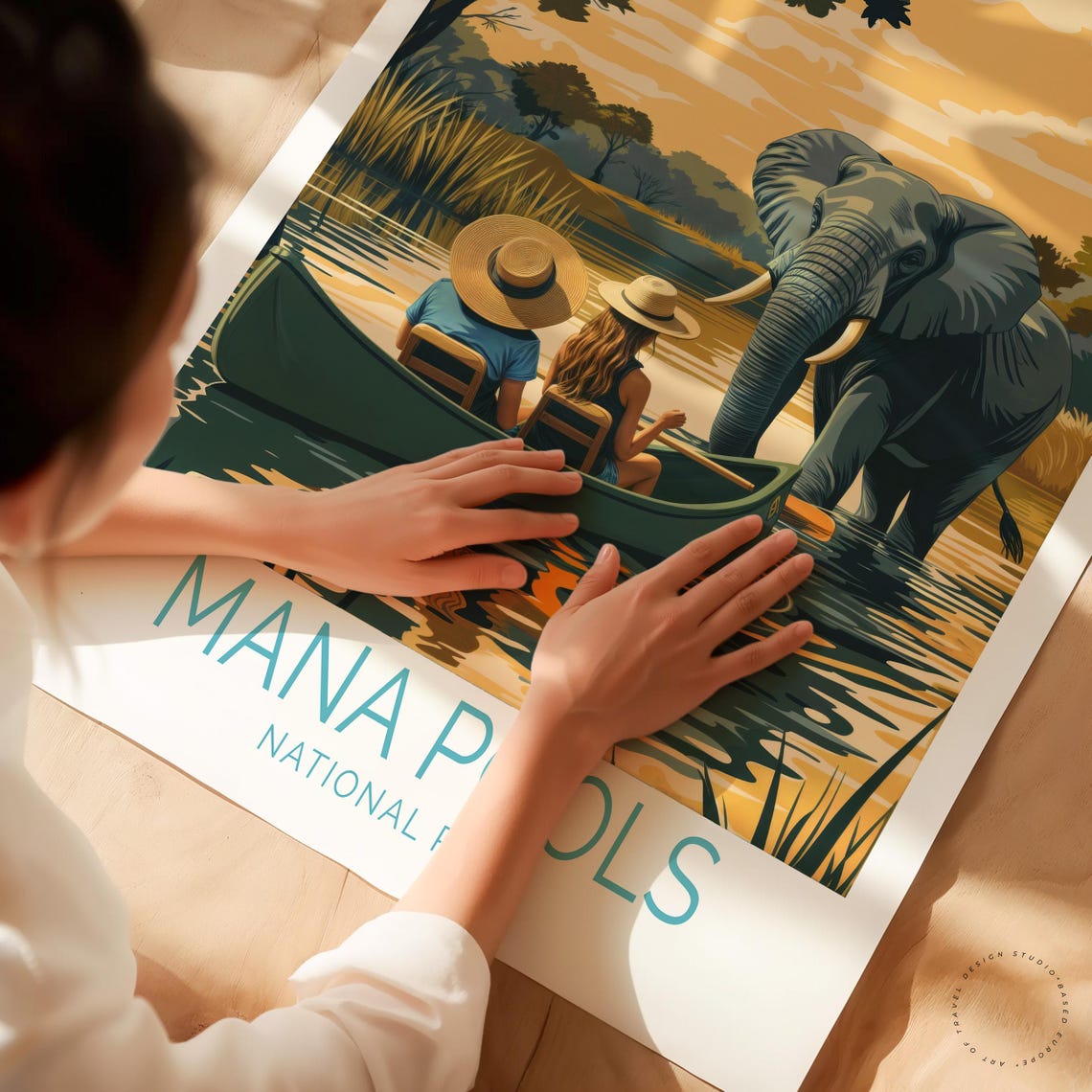 Mana Pools National Park Elephant Encounter Canoe Safari Travel Poster - Image 3