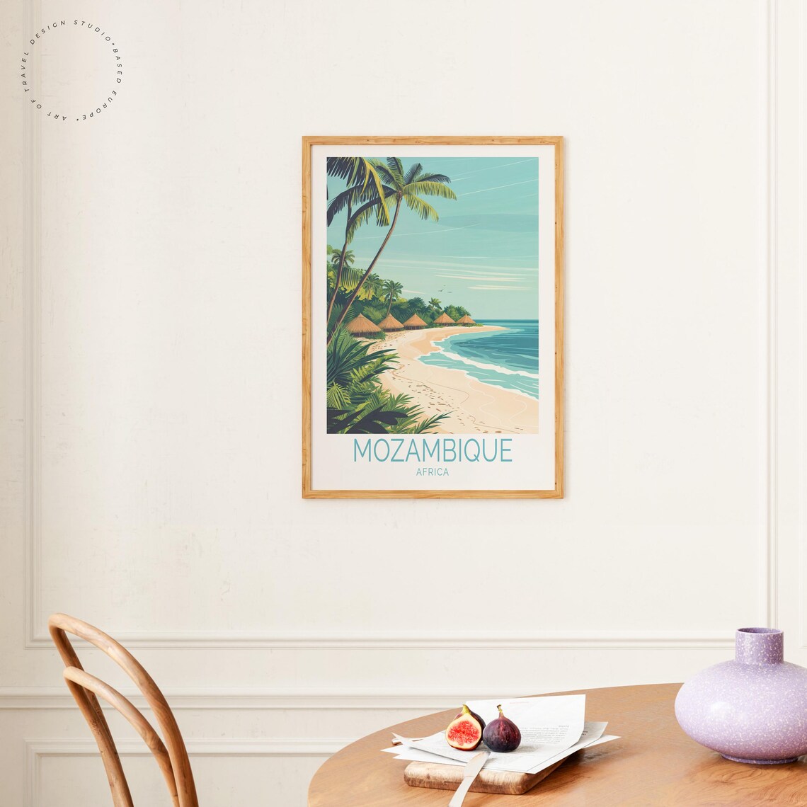 Mozambique Africa Tropical Palm Beach Huts Turquoise Shore Art Poster - Image 4