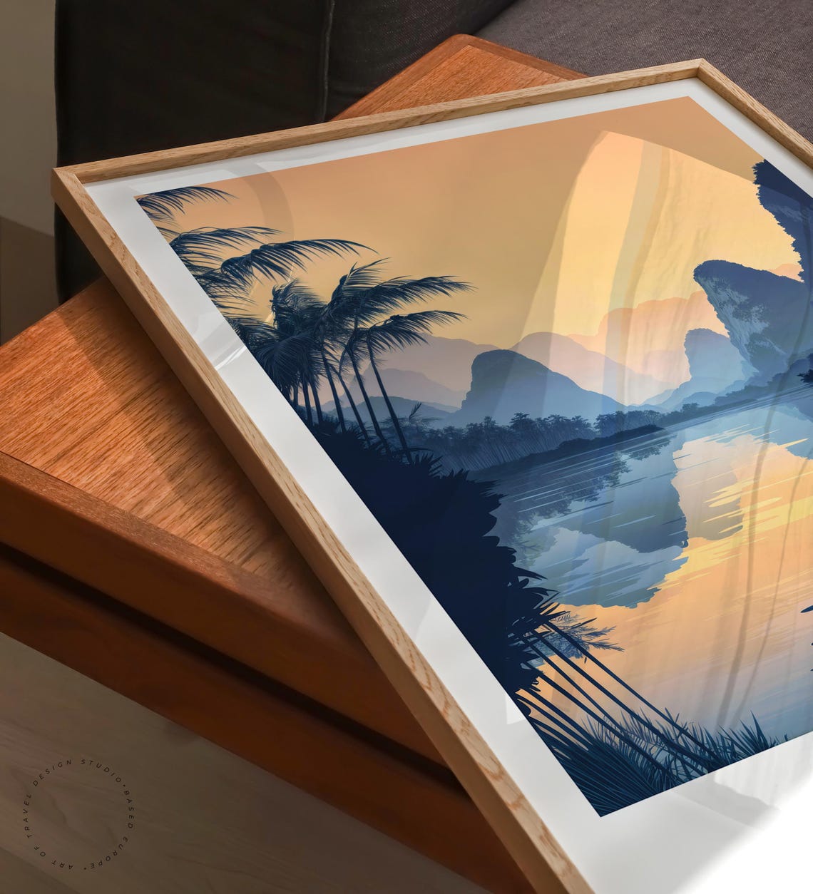 Guilin China Orange Sunset Karst Peaks River Reflection Art Poster - Image 6