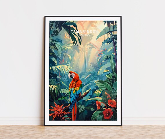 Tamarindo Costa Rica Macaw Among Palm Fronds At Dawn Travel Poster