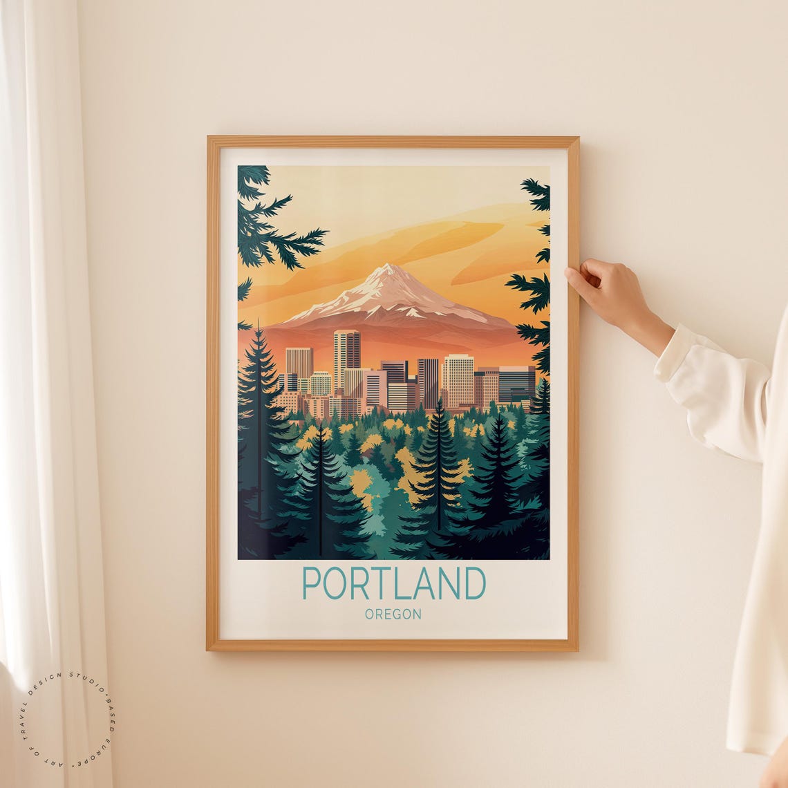 Portland Oregon Mount Hood Forest Warm Sunset Skyline Poster - Image 2