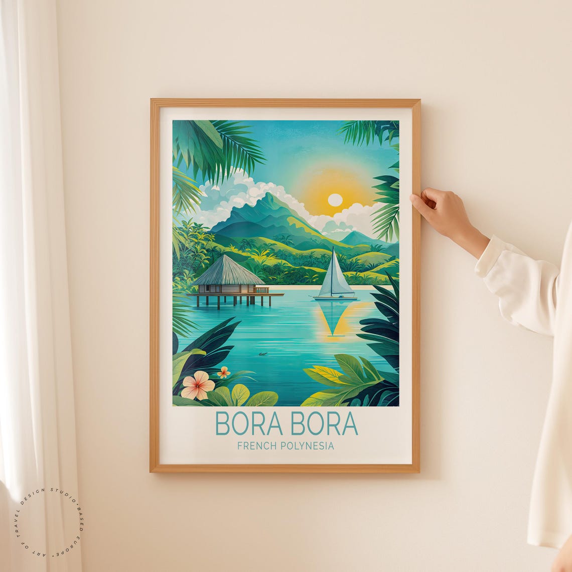 Bora Bora French Polynesia Overwater Bungalow Lagoon Sunset Poster - Image 2
