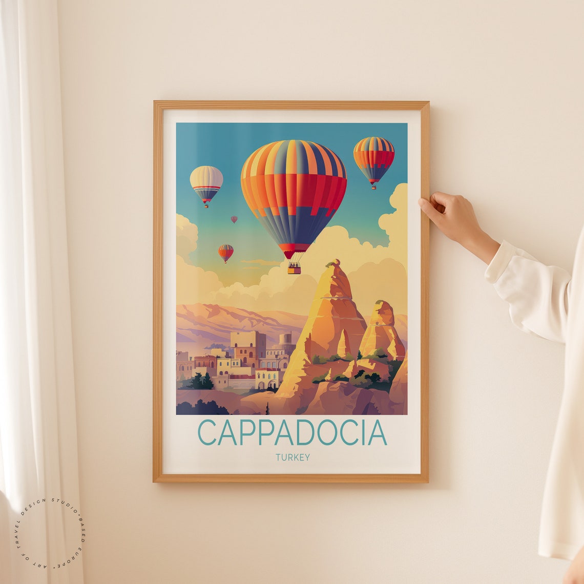 Cappadocia Turkey Giant Balloons Over Rock Town Travel Poster - Image 2