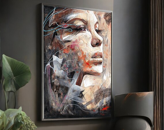 Woman Portrait Painting, Abstract Portrait Artwork