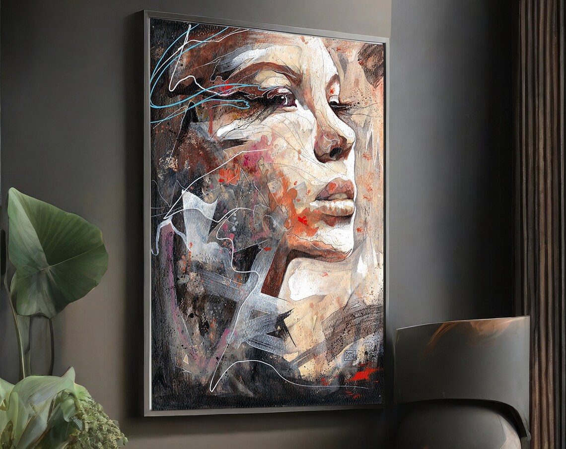 Woman Portrait Painting, Abstract Portrait Artwork