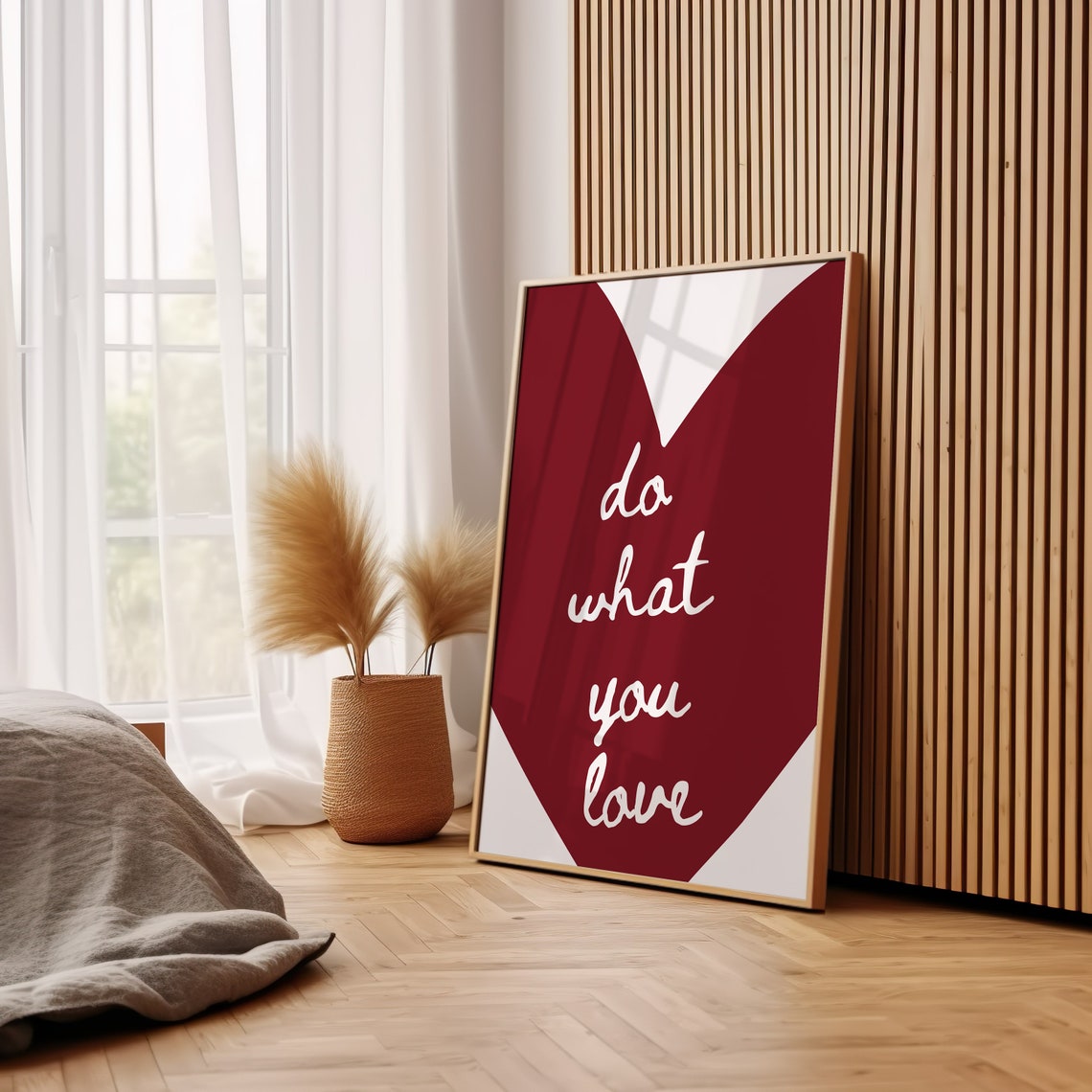 Do What You Love White Script Dark Red Heart Affirmation Art Poster - Image 3