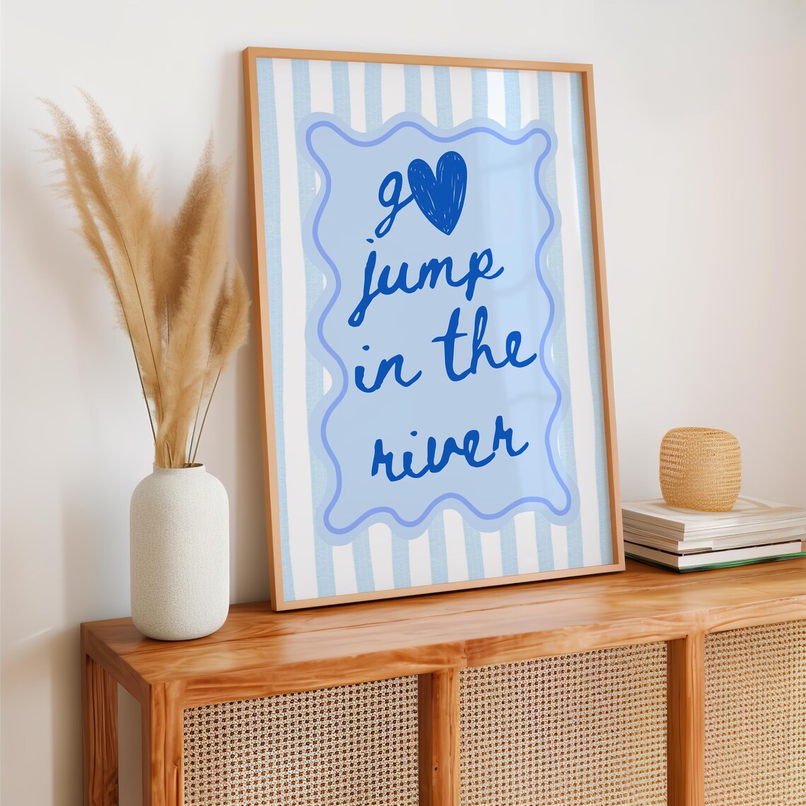 Go Jump In The River Blue Hand Lettered Coastal Quote Poster - Image 2