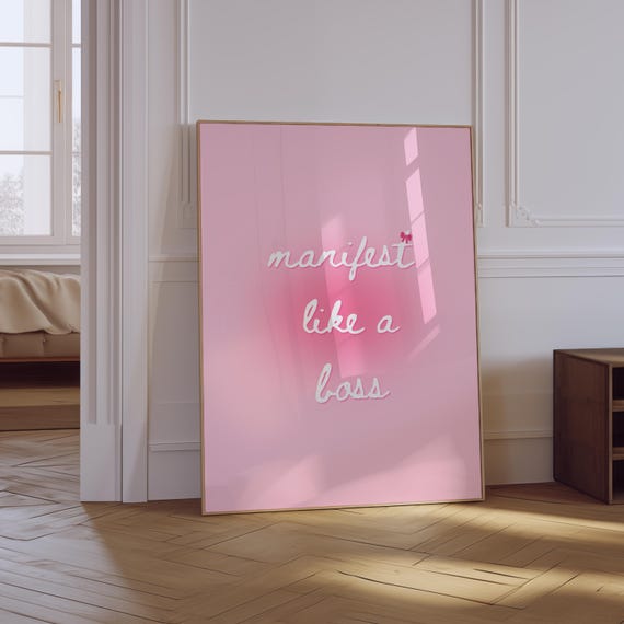 Manifestation Art Print Spiritual Affirmation Art Print Manifest Poster Positive Poster Trendy Retro Pink Preppy Aesthetic Prints