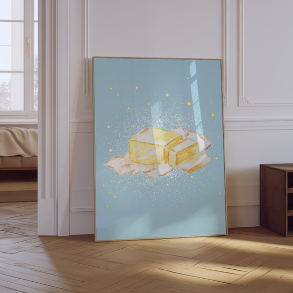 Butter Print Butter Wall Art Butter Lover Print Funny Food Print Trendy Unique Kitchen Art Print Blue Kitchen Print Chef Print
