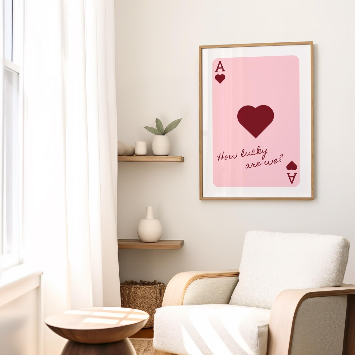 How Lucky Are We Pink Ace of Hearts Coquette Playing Card Poster - Image 3