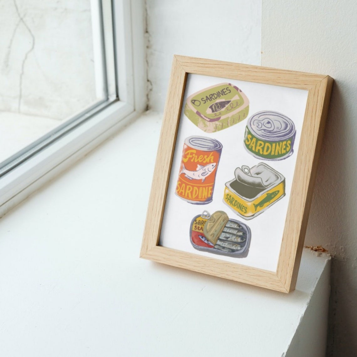 Vintage Sardine Tins Retro Kitchen Seafood Tin Can Art Poster - Image 2