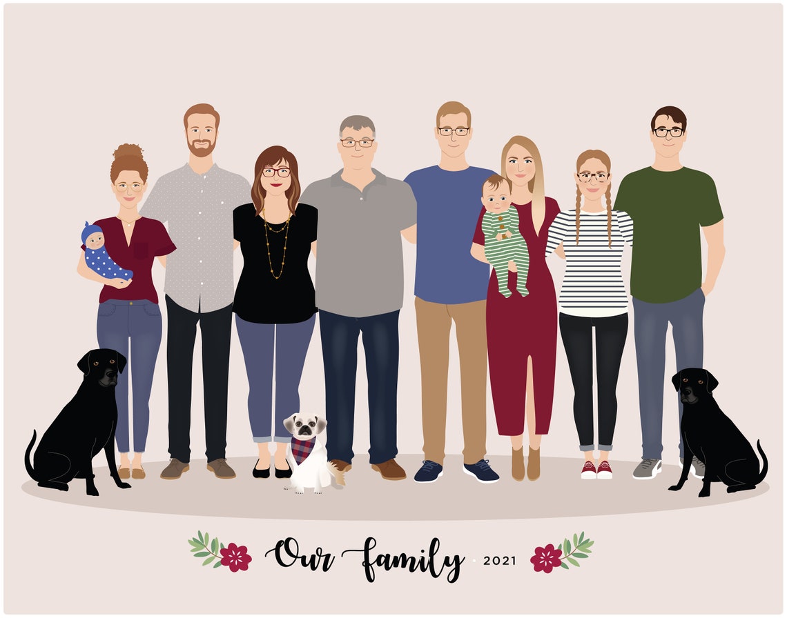 Custom Large Family Portrait Art Print - Image 2