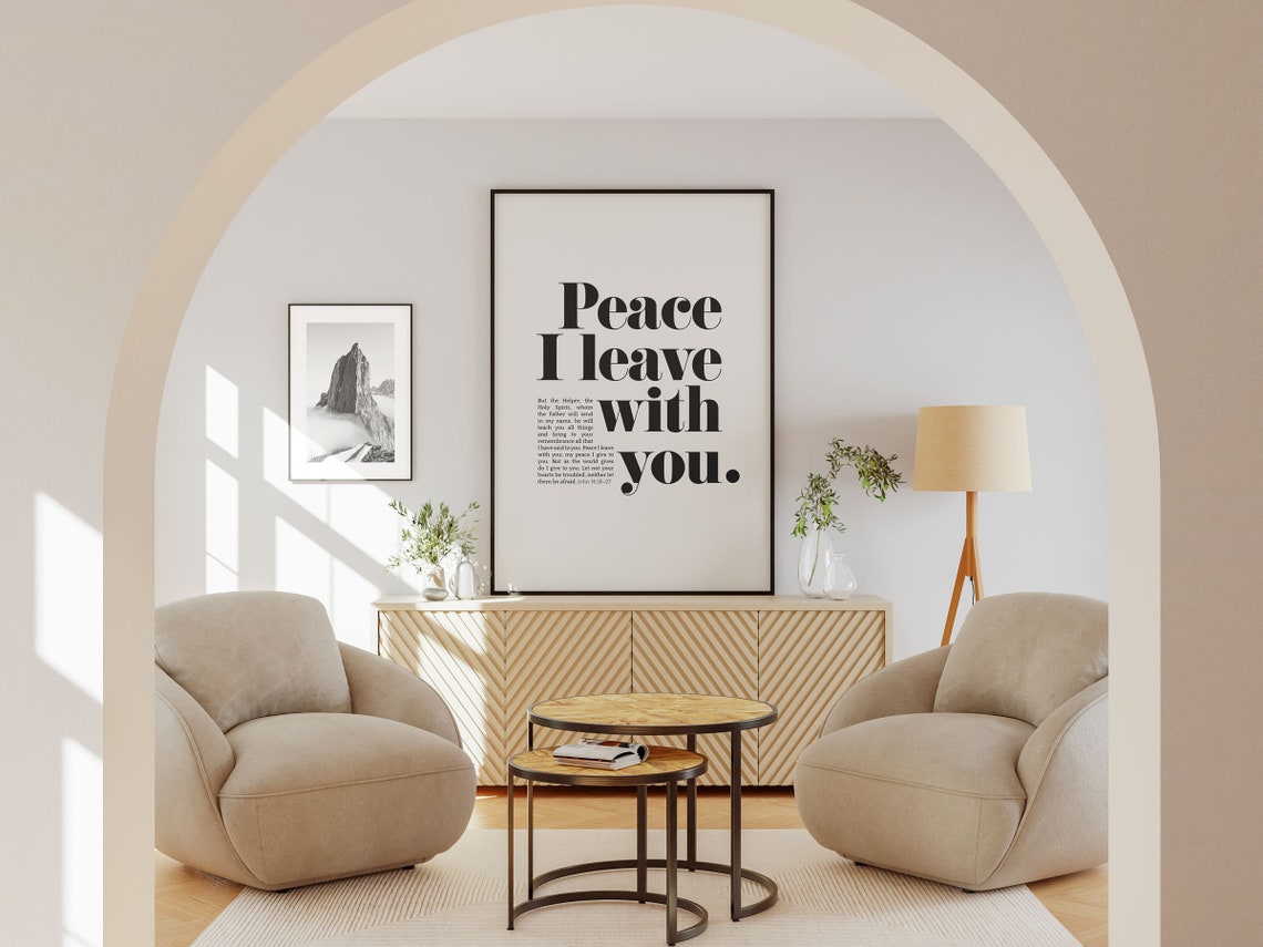 John 1427 Peace I Leave With You Bible Verse Wall Art Christian Art Modern Minimalist Scripture Typography Contemporary Design Gift Idea - Image 4