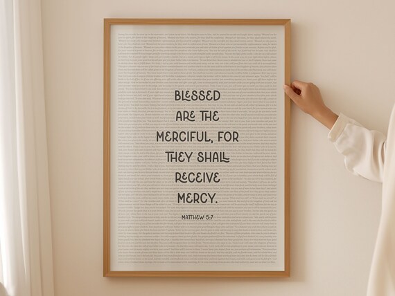 Matthew 5 7 Blessed Are The Merciful Beatitudes Layered Text Poster