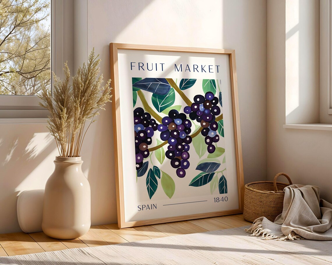 Spanish Grape Fruit Market Poster, Vintage Botanical Kitchen Art - Image 3