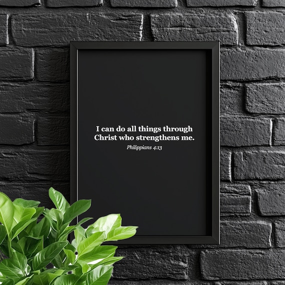 I Can Do All Things Through Christ Bible Verse Poster Christian Wall Art Inspirational Scripture Faith Decor Quote
