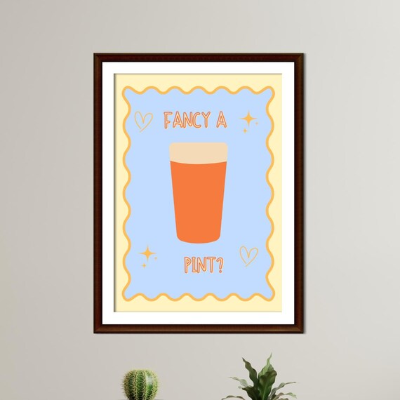 Funky Beer Print Kitchen Bar Wall Art