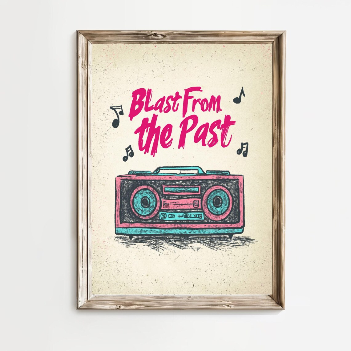 Classic Blast From the Past Retro Boombox Music Quote Poster