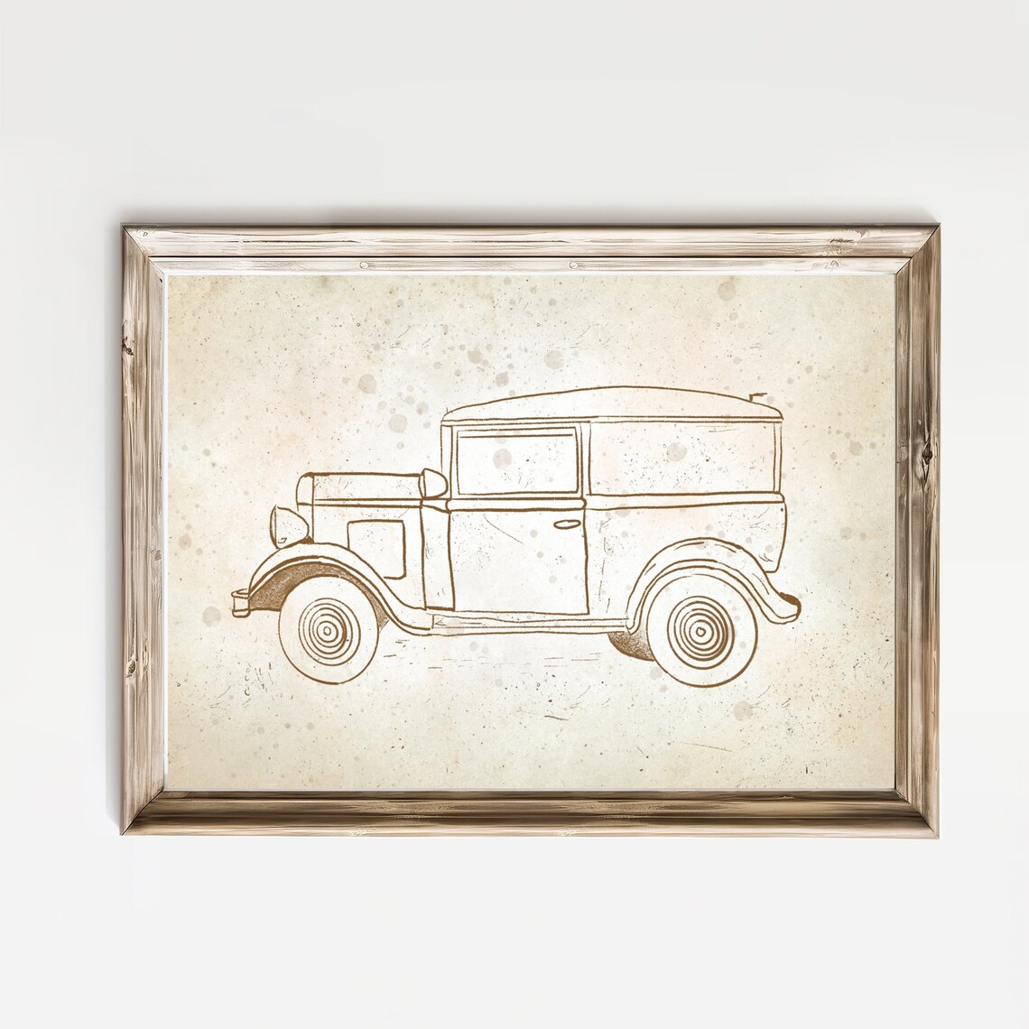 Bold Vintage Jeep Sepia Line Sketch Classic Nursery Car Poster - Image 3