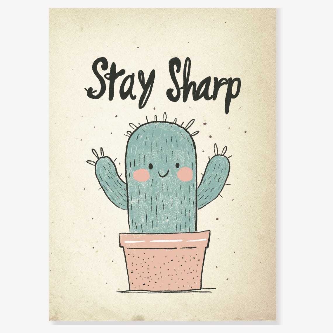 Stay Sharp Smiling Cactus Plant Cute Kids Room Motivational Poster - Image 2