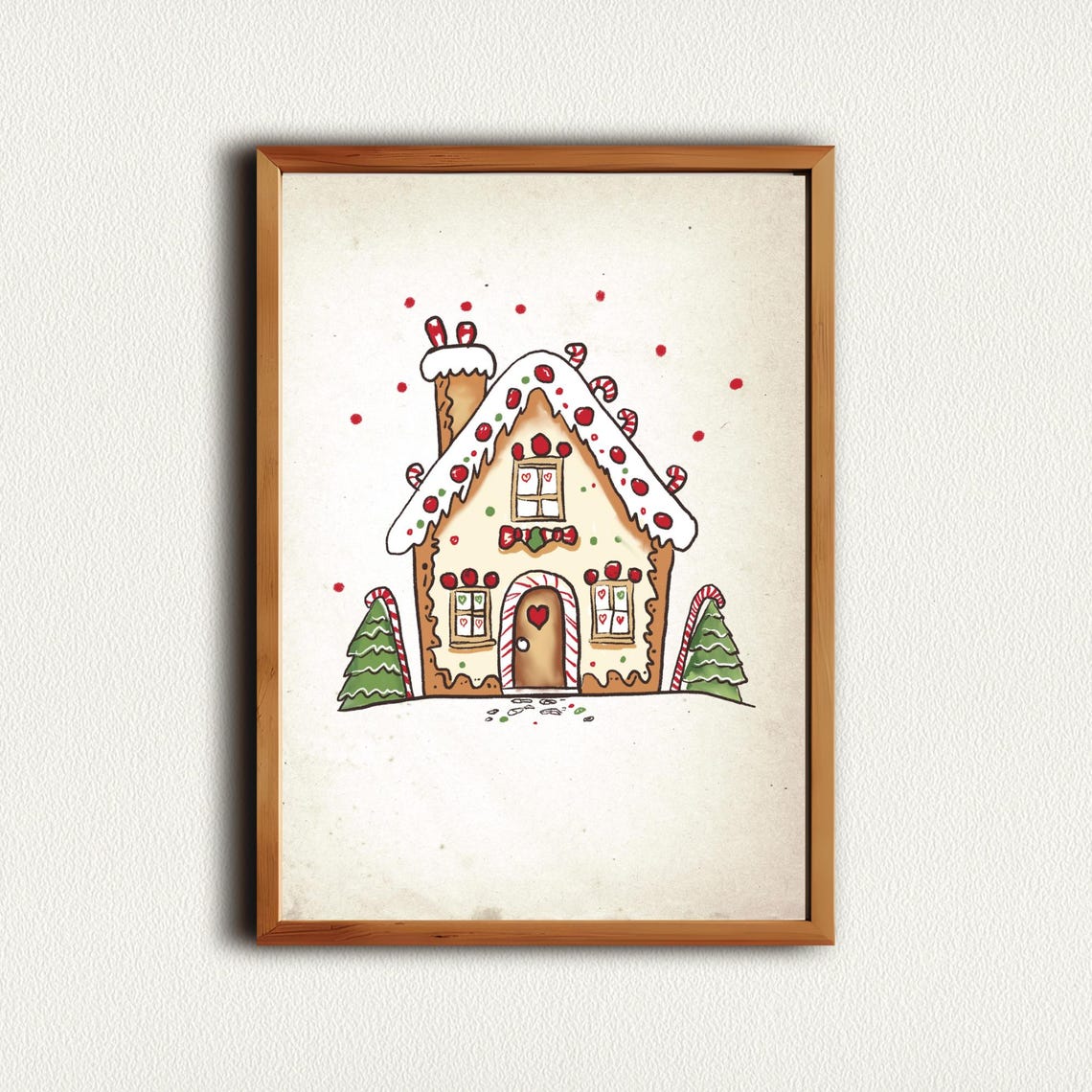 Gingerbread House Christmas Illustration Rustic Holiday Poster - Image 3