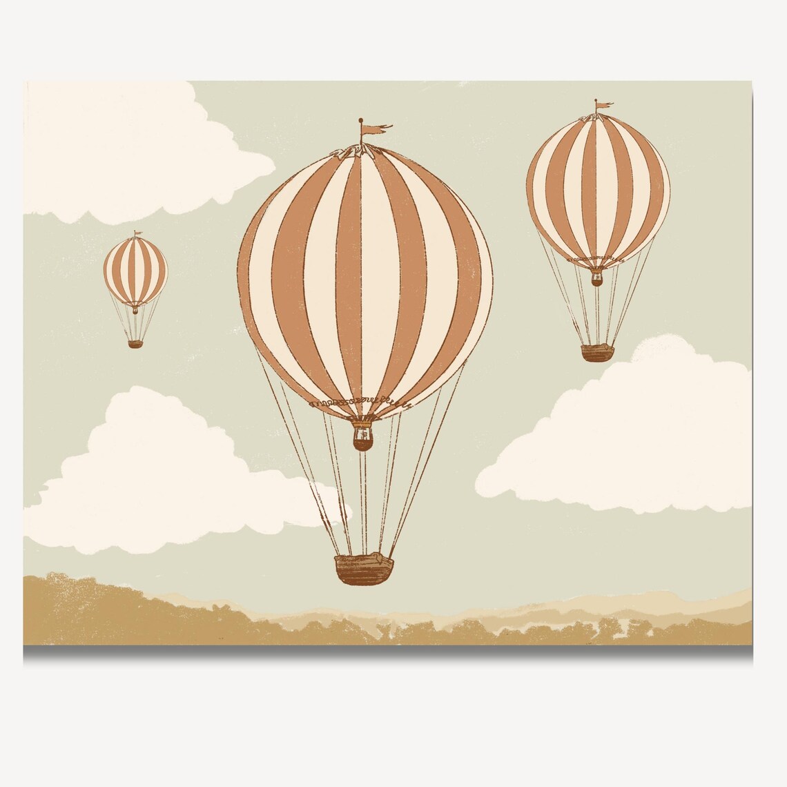 Vintage Hot Air Balloon Sepia Sketch Nursery Baby Room Poster - Image 2