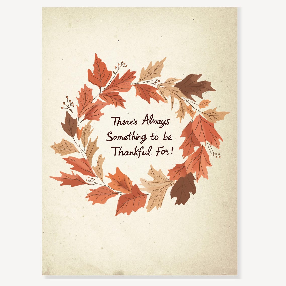 Always Something To Be Thankful For Autumn Leaf Wreath Quote Poster - Image 2