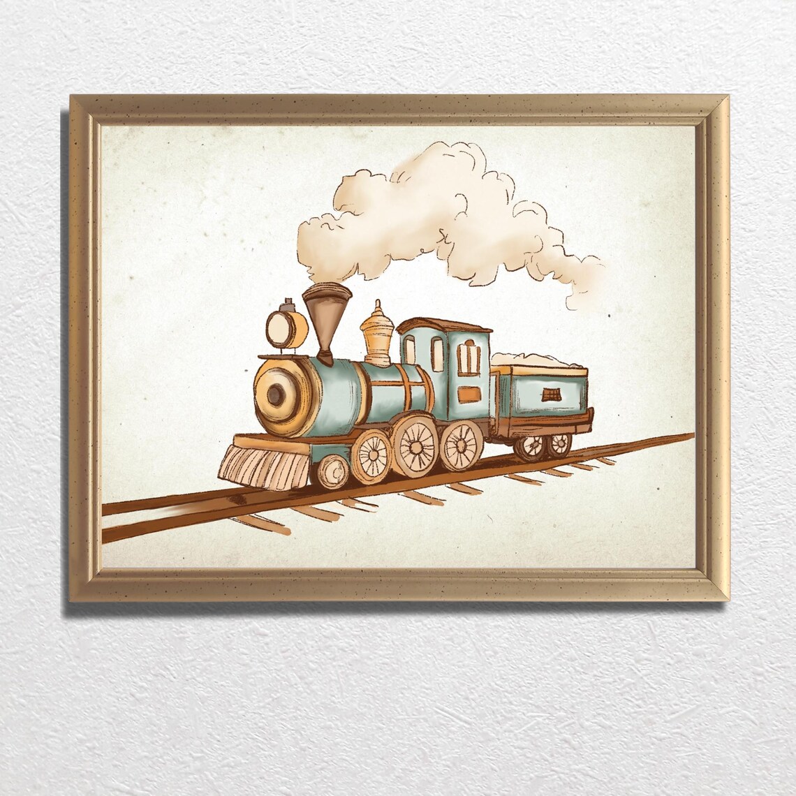 Vintage Train Nursery Art Print, Neutral Sketch - Image 3