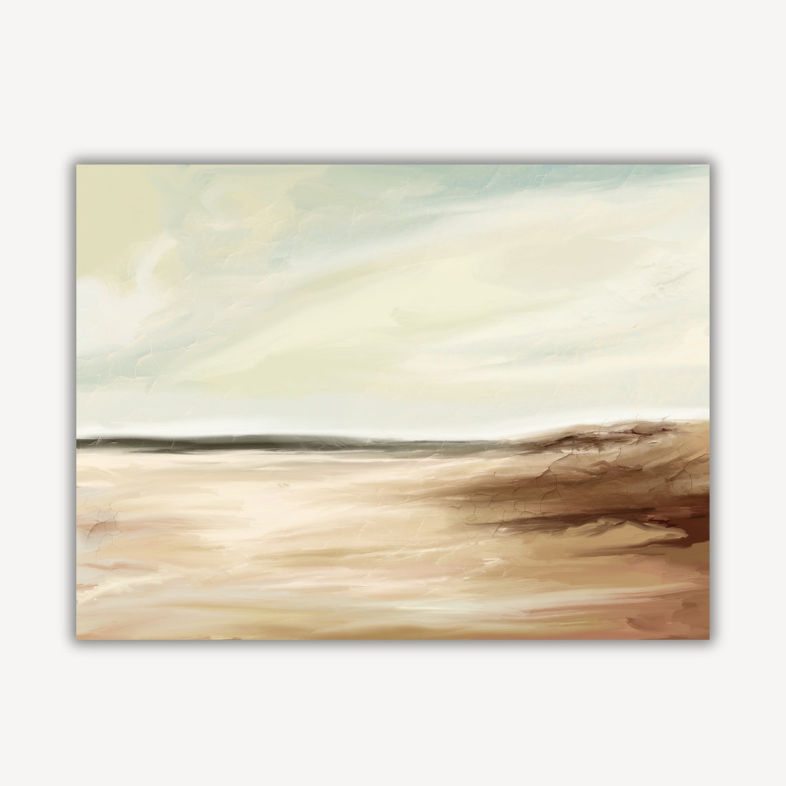 Minimalist Beige Ocean Horizon Abstract Modern Seascape Art Poster - Image 3
