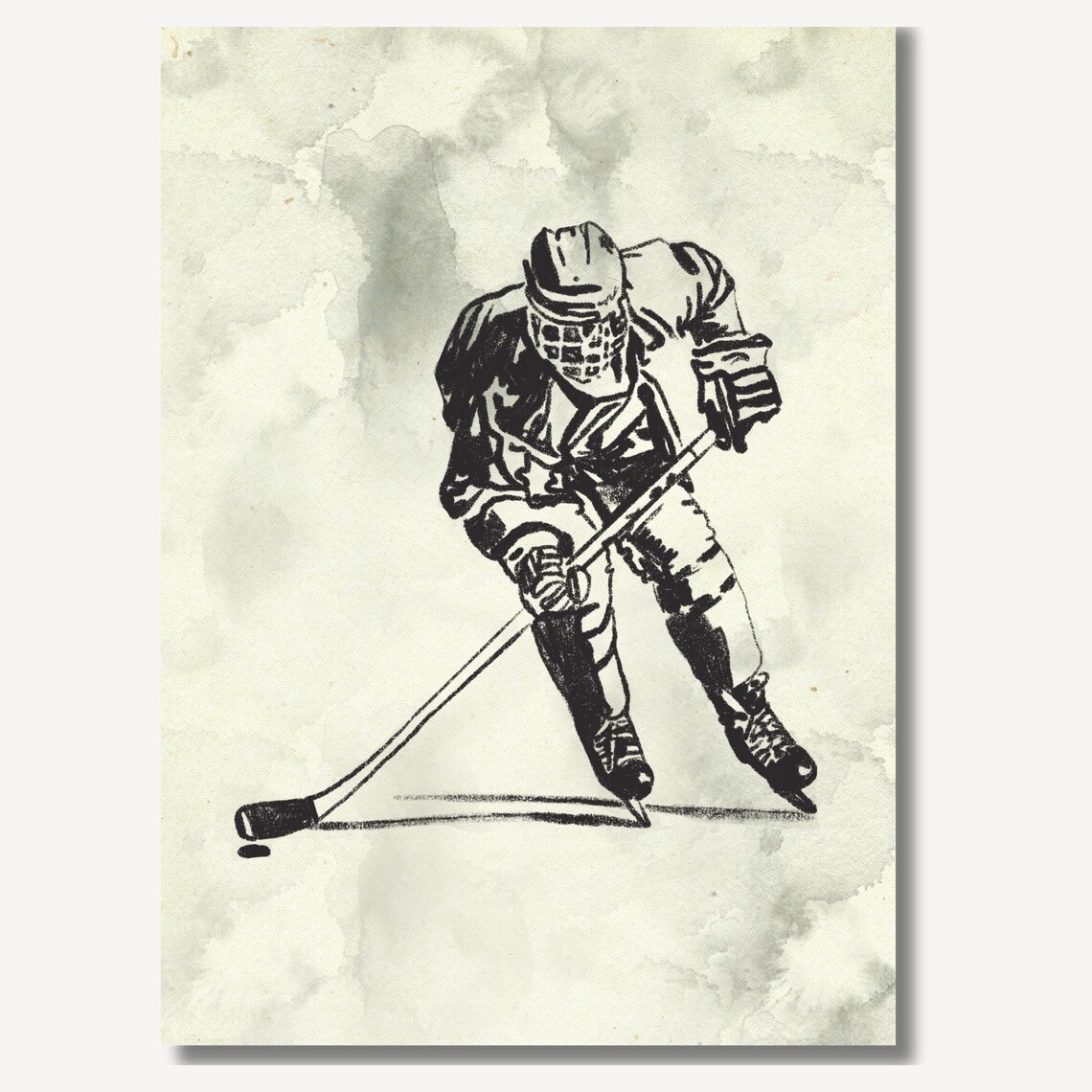 Vintage Hockey Player Nursery Decor Art Print - Image 2