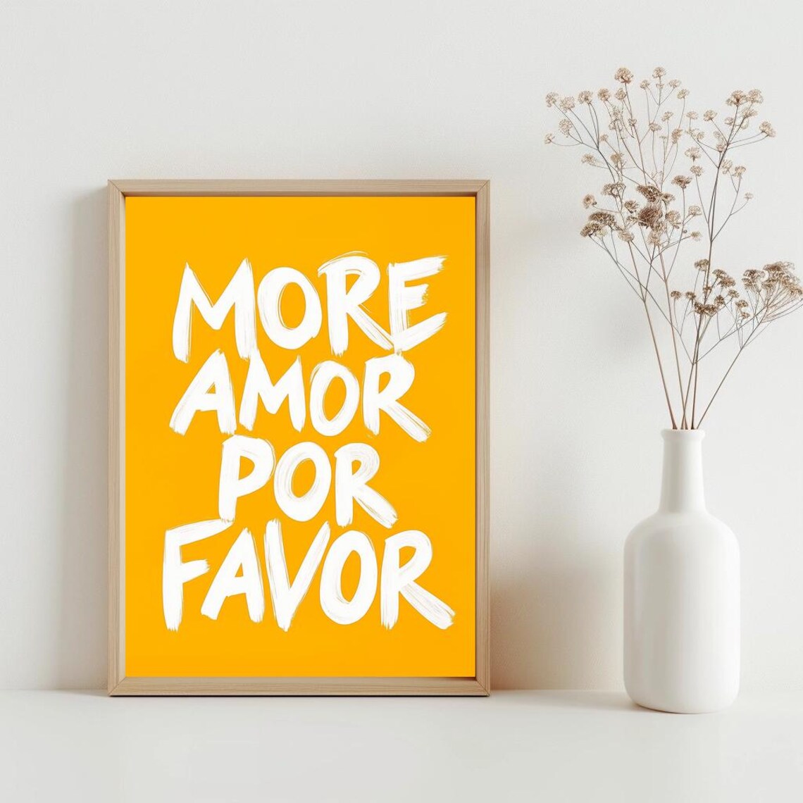 More Amor Por Favor Bold White On Orange Spanish Quote Wall Art