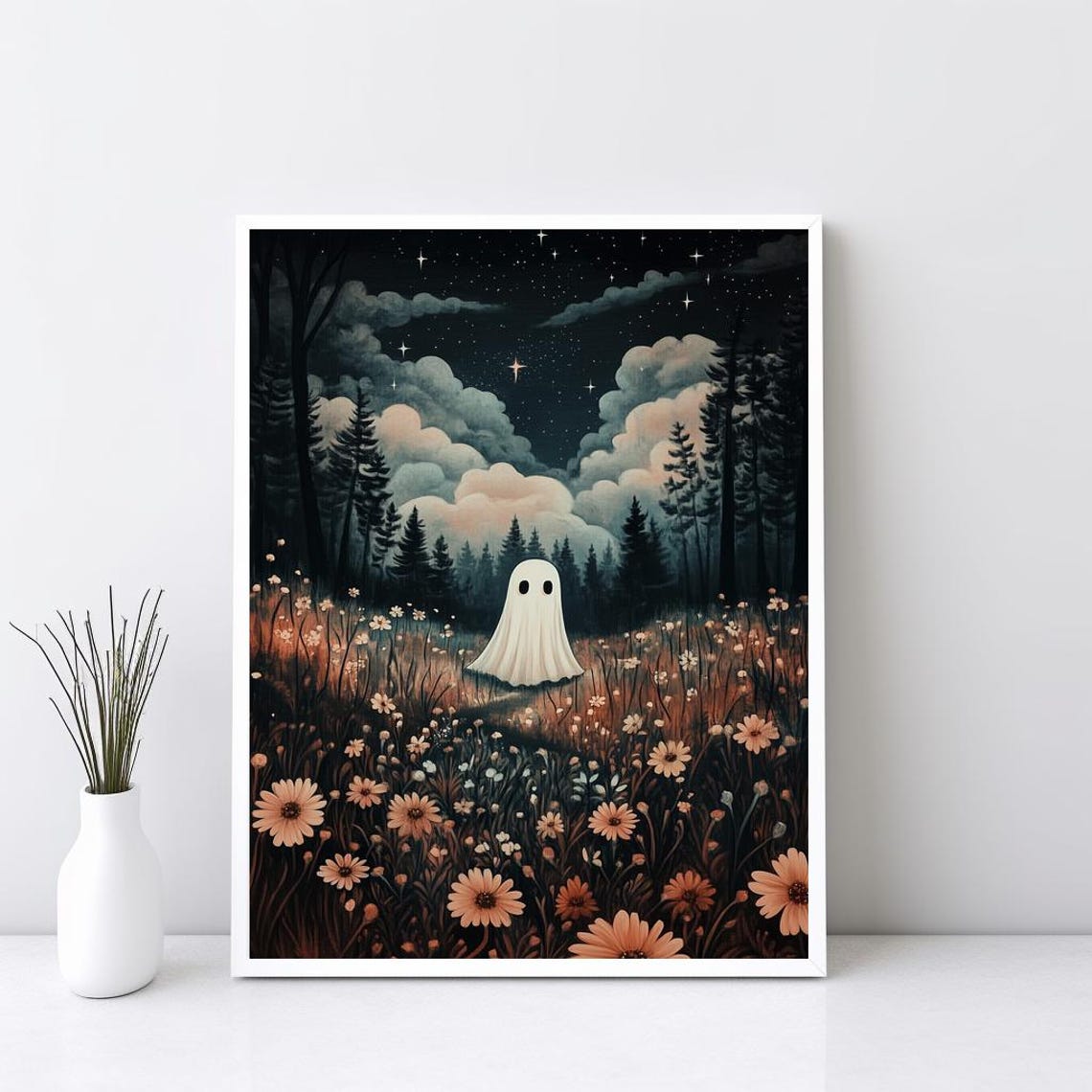 Cute In Magical Forest Art Print Fall Season Spooky Wall Charming Whimsical Halloween Decor Enchanted Sg182