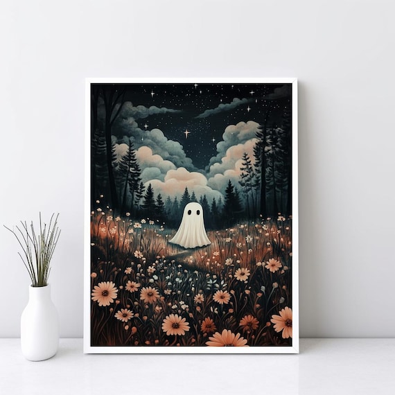 Cute In Magical Forest Art Print Fall Season Spooky Wall Charming Whimsical Halloween Decor Enchanted Sg182