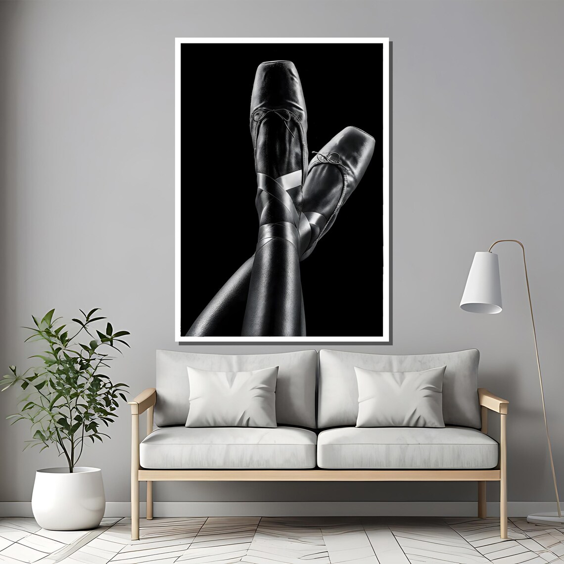 Elegant Black Pointe Shoes Close-Up Minimalist Ballet Photo Poster - Image 2