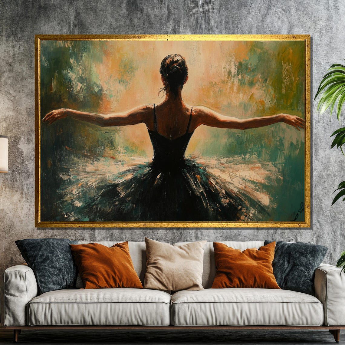 Elegant Ballerina Back Pose With Open Arms Dance Painting Poster